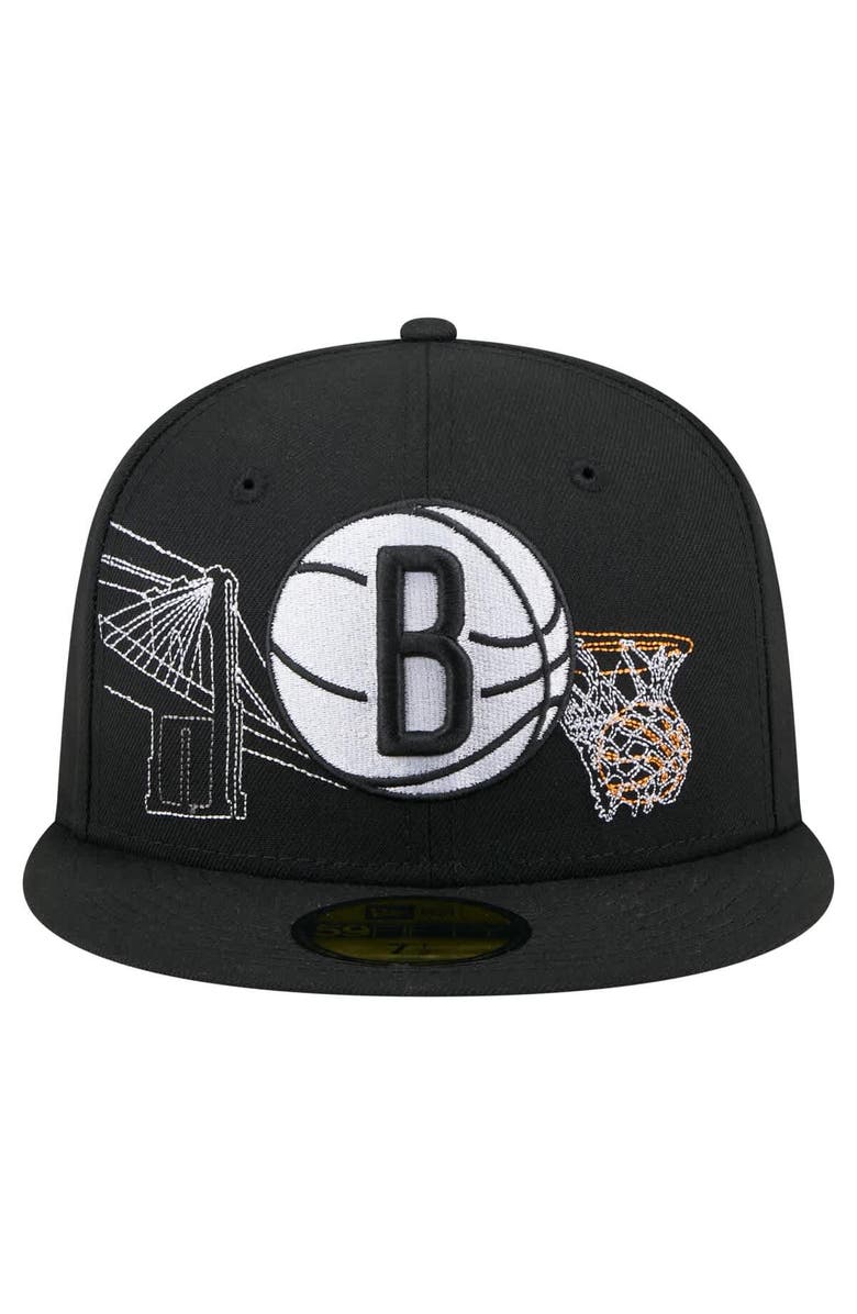 New Era Men's New Era Black Brooklyn Nets State Stitch 59FIFTY Fitted Hat, Alternate, color, 