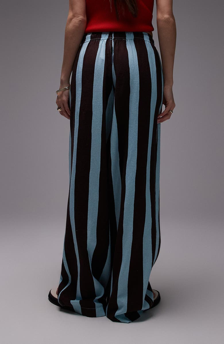 Topshop Stripe Linen Blend Drawstring Pants, Alternate, color, 