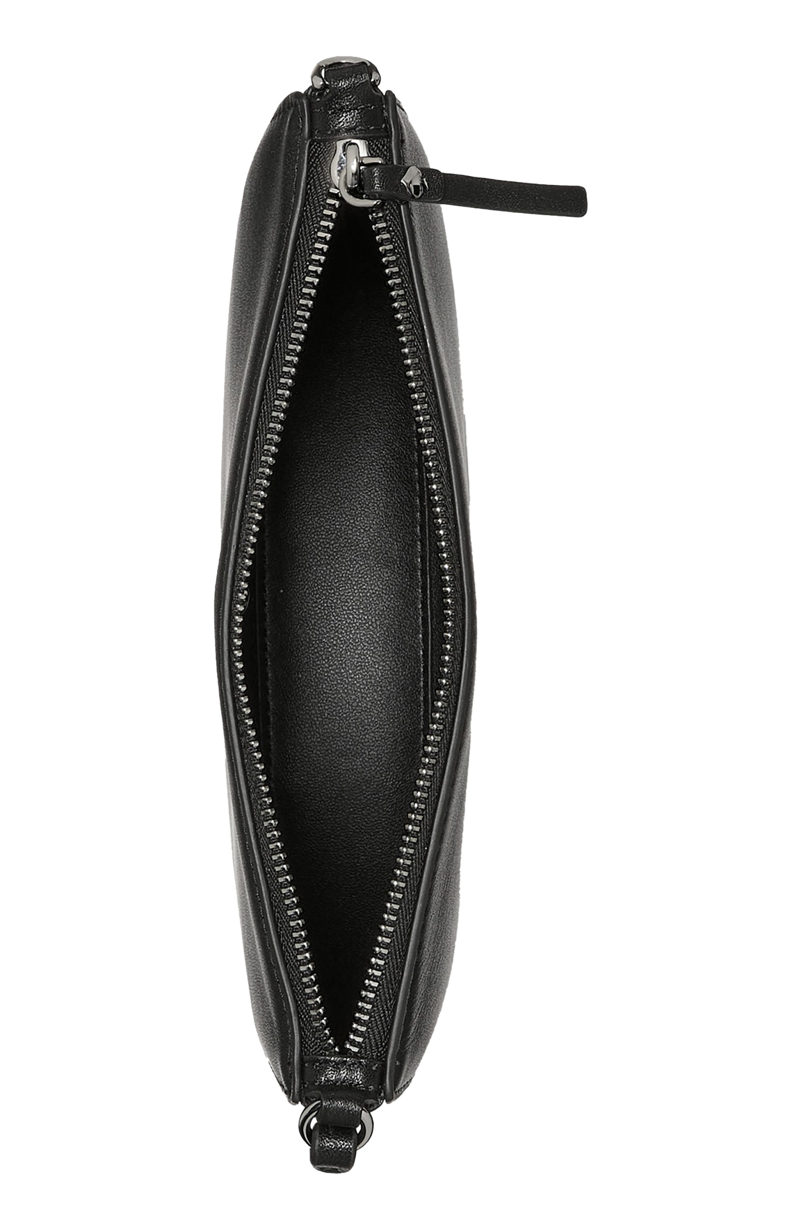 wink leather wristlet, Alternate, color, BLACK