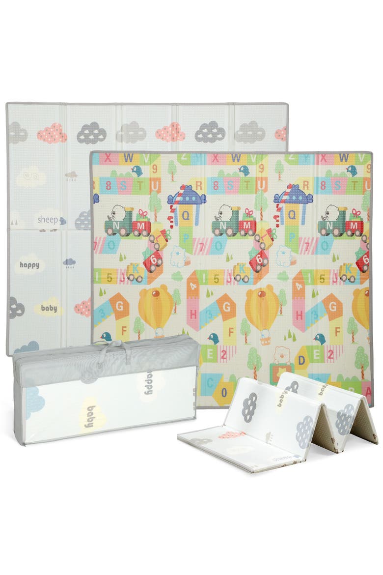 Baby Play Mat 79" x 71", Foldable Foam Crawling Mat, Alphabet & Cloud, Main, color, Multicolor
