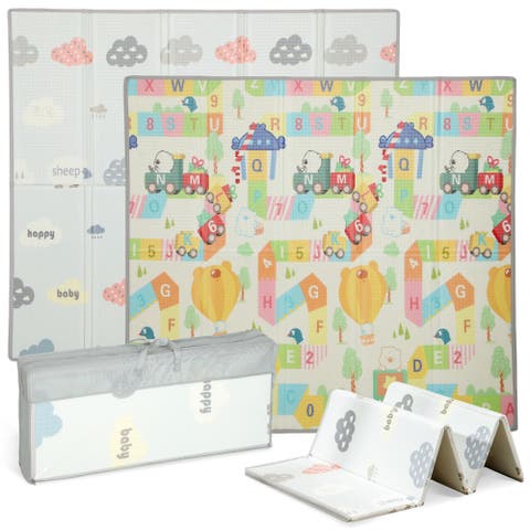 Baby Play Mat 79" x 71", Foldable Foam Crawling Mat, Alphabet & Cloud
