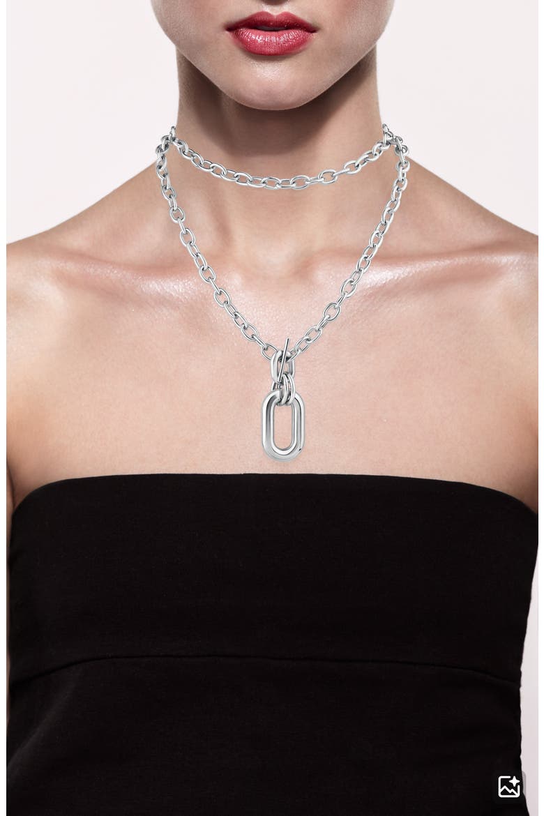 Oval Interlocking Link Pendant Necklace (Nordstrom Exclusive), Alternate, color, SILVER