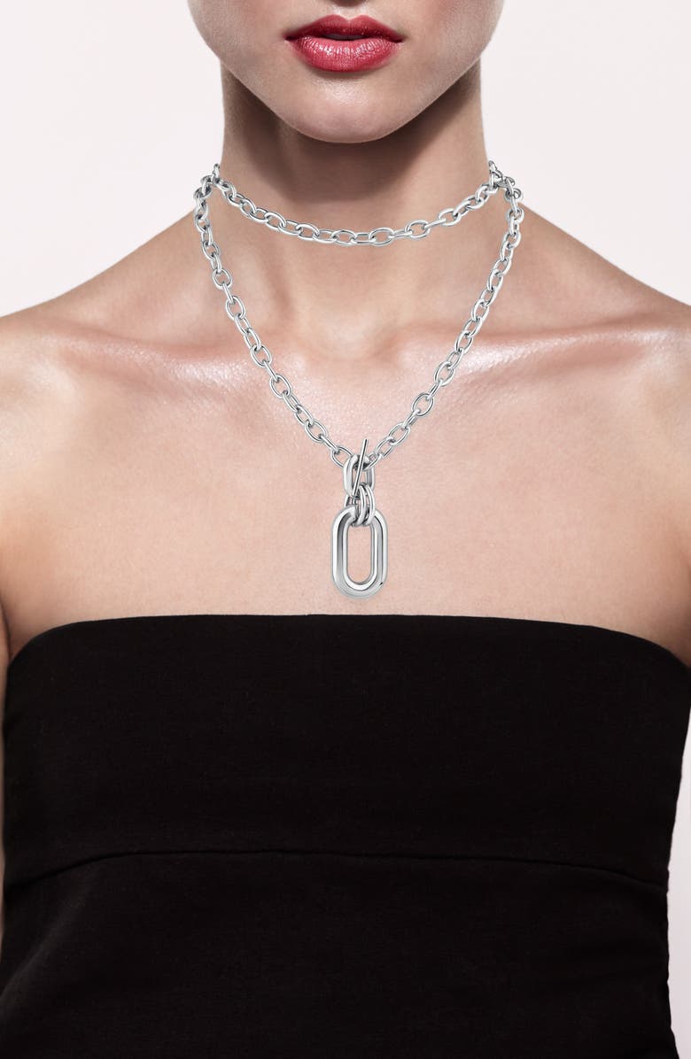 JARDIN Oval Interlocking Link Pendant Necklace, Alternate, color, Silver