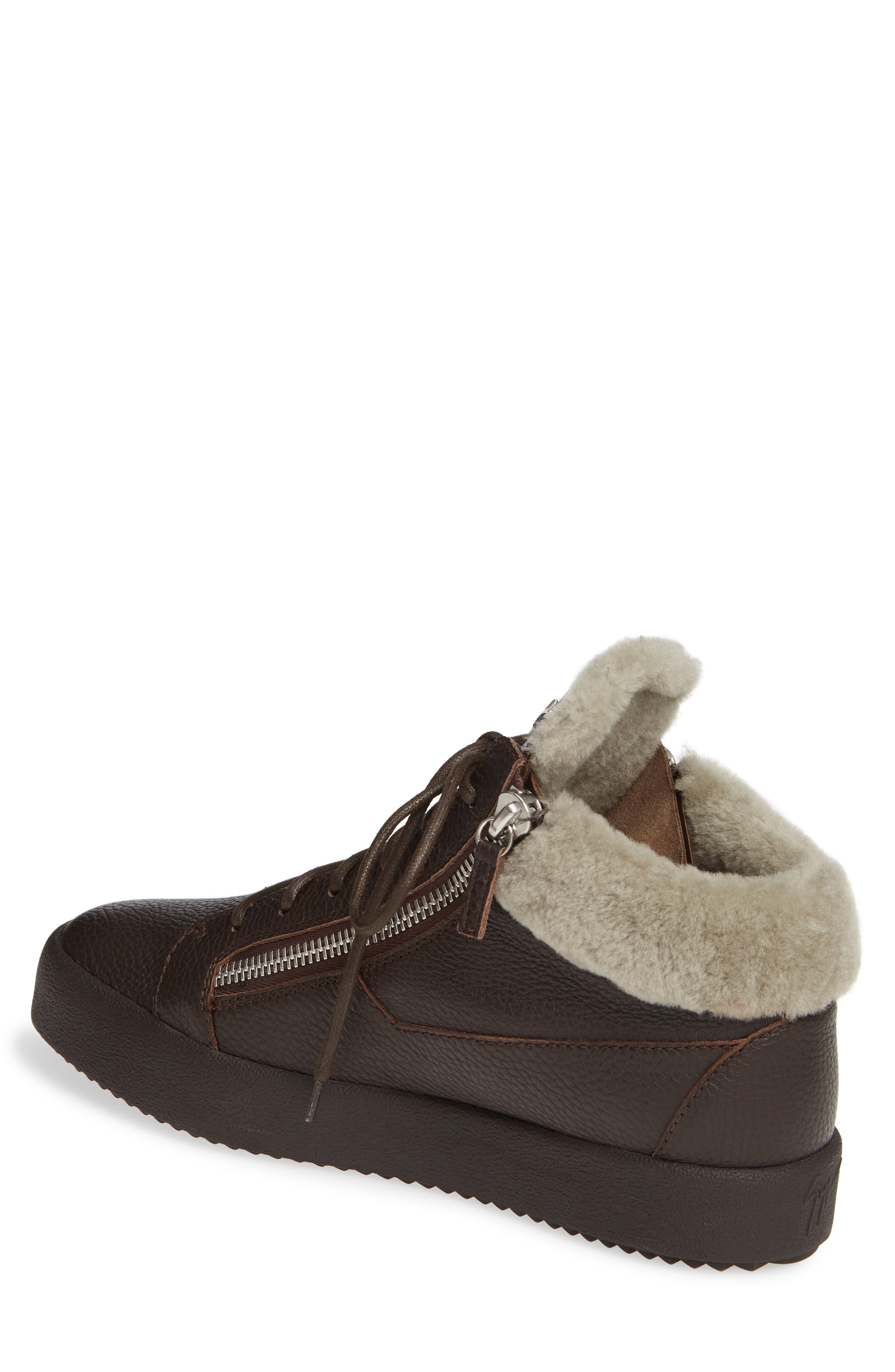 Giuseppe Zanotti Genuine Shearling Sneaker, Alternate, color, 