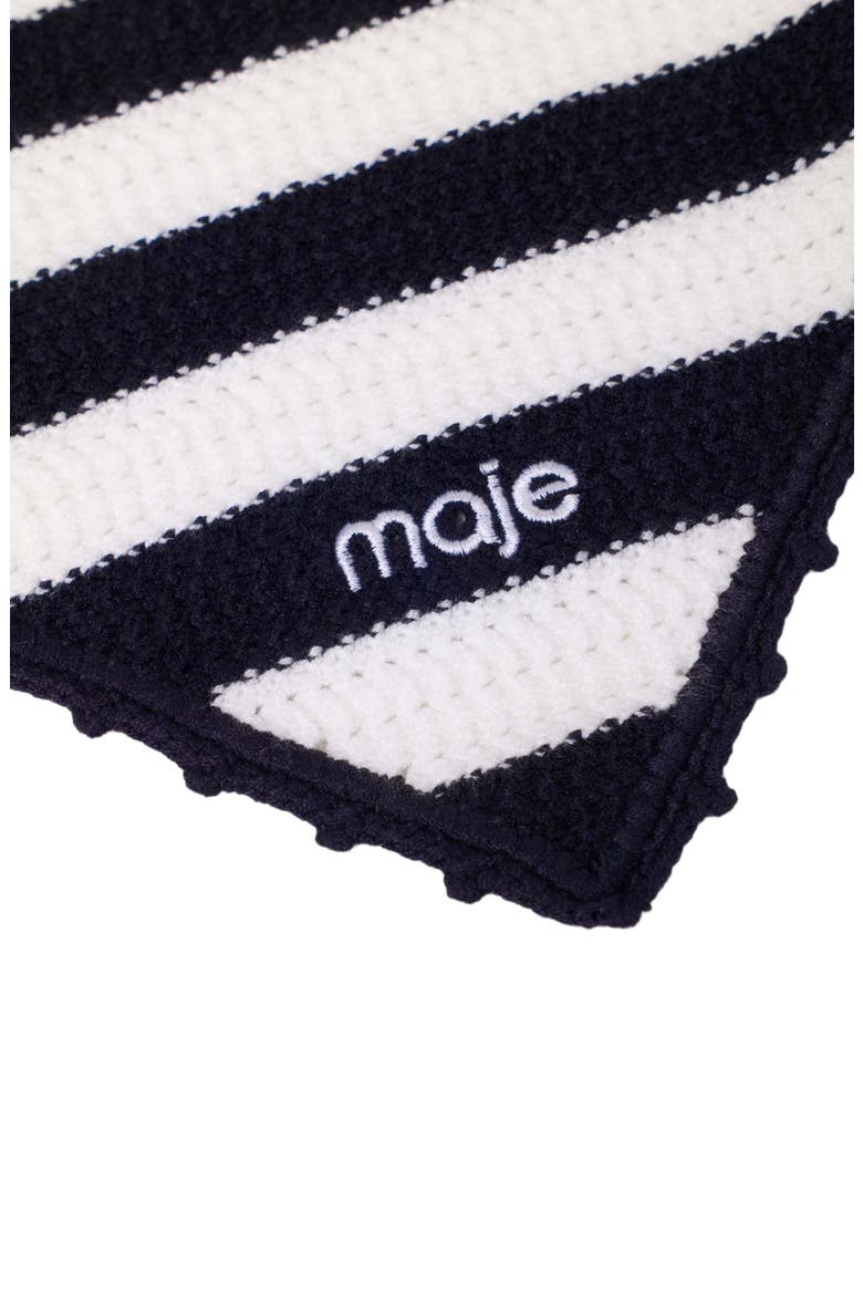 Striped knit triangle, Alternate, color, White/navy