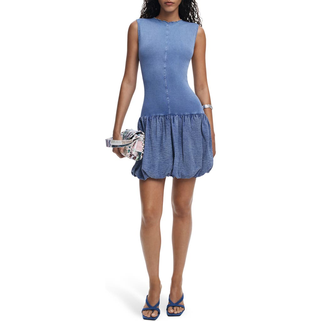 Desigual Sleeveless Open Back Minidress In Gray