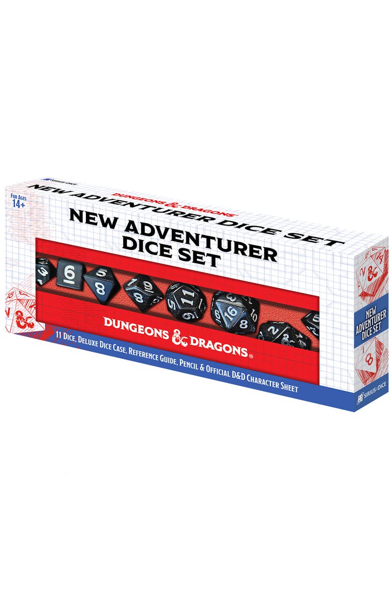 D&D New Adventurer Dice Set, Black 11 Oversized Rpg Dice, Main, color, Black