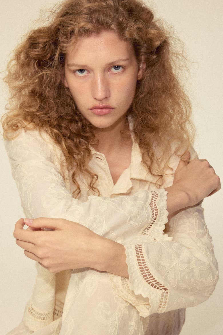 Embroidered Cotton Jacket, Alternate, color, Light beige