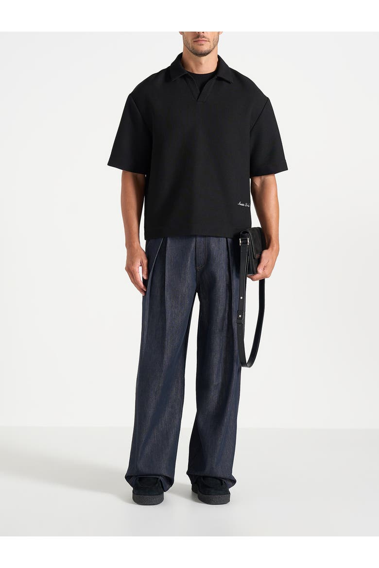 Lior Box Pleat Wide Leg Denim Jeans, Alternate, color, Indigo