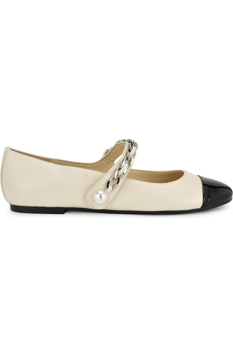 Nine West Platy Mary Jane Cap Toe Flat, Alternate, color, Ivory