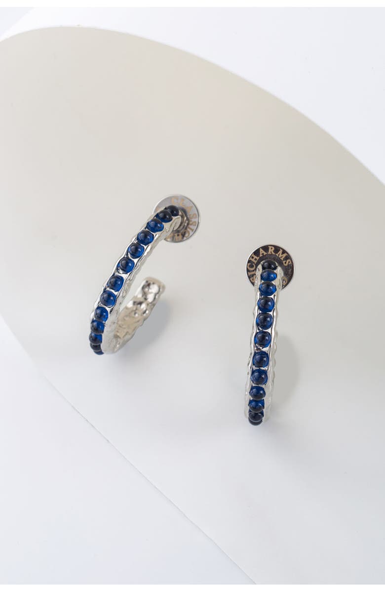 Classicharms Serena Molten Gemstone Hoop Earrings, Alternate, color, Silver/Blue