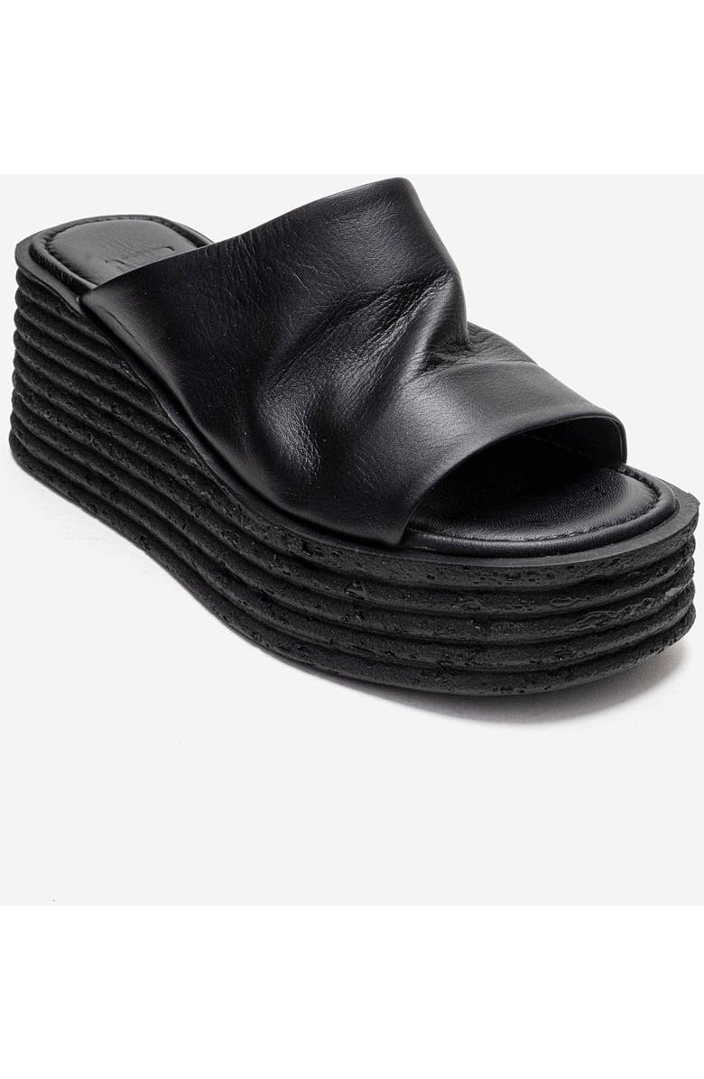 Forever & Always Shoes Marc Leather Wedge Sandal, Alternate, color, Black