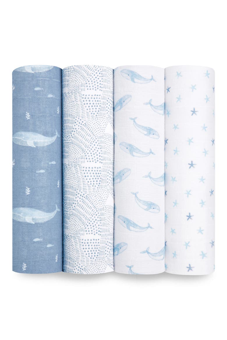 4-Pack Classic Swaddling Cloths, Main, color, OCEANIC BLUE