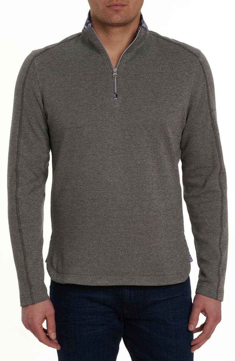 Robert Graham Delage Tweed Jacquard Quarter Zip Pullover, Main, color, 