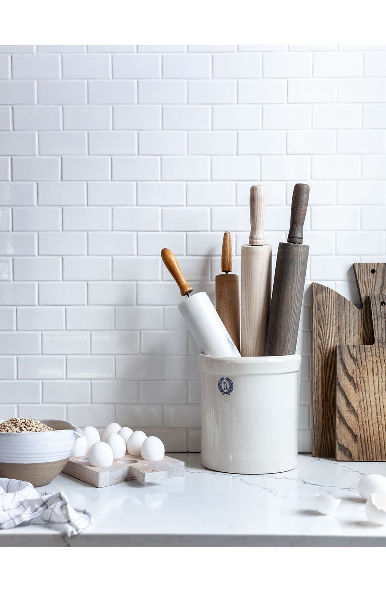 Farmhouse Pottery Laurel One Gallon Glazed Stoneware Crock, Alternate, color, Ivory