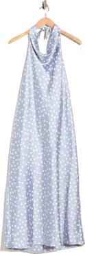 Renee C Polka Dot Halter Neck Satin Midi Dress