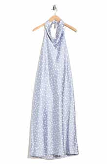 Renee C Polka Dot Halter Neck Satin Midi Dress