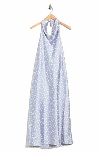Renee C Polka Dot Halter Neck Satin Midi Dress