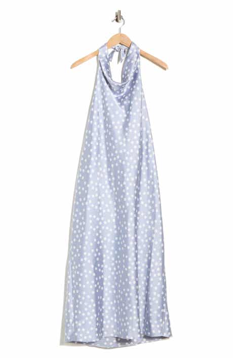Renee C Polka Dot Halter Neck Satin Midi Dress