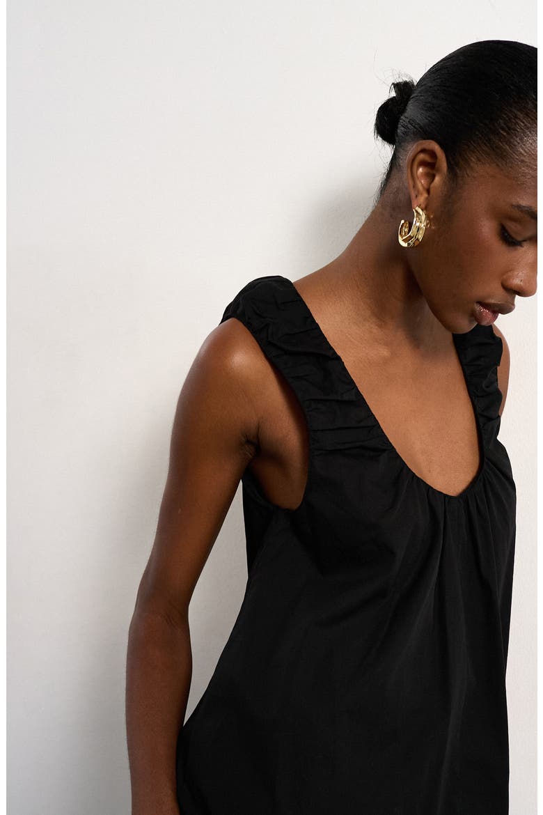 Ruched Cotton Poplin Maxi Dress, Alternate, color, BLACK
