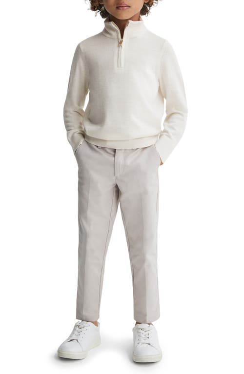 Reiss Kids' Blackhall Quarter Zip Wool Sweater In White