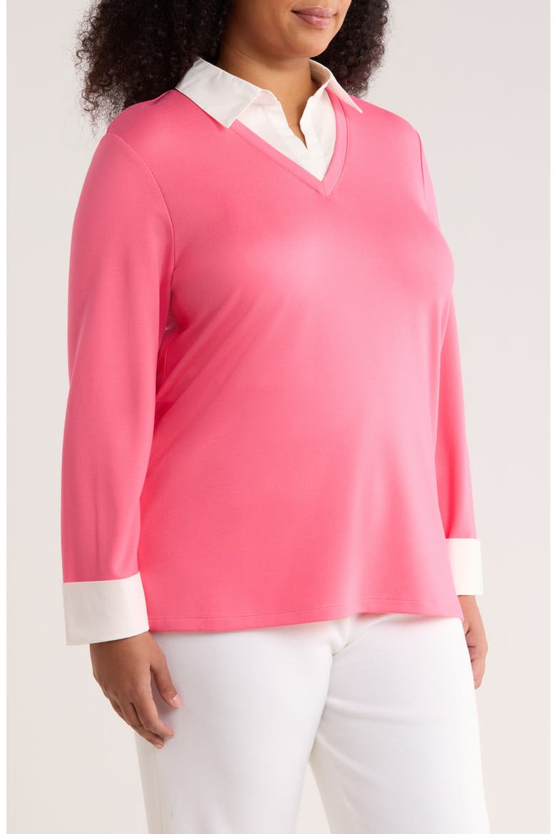 Mixed Media Collar Sweater, Alternate, color, SHERBERT/ NYC WHITE