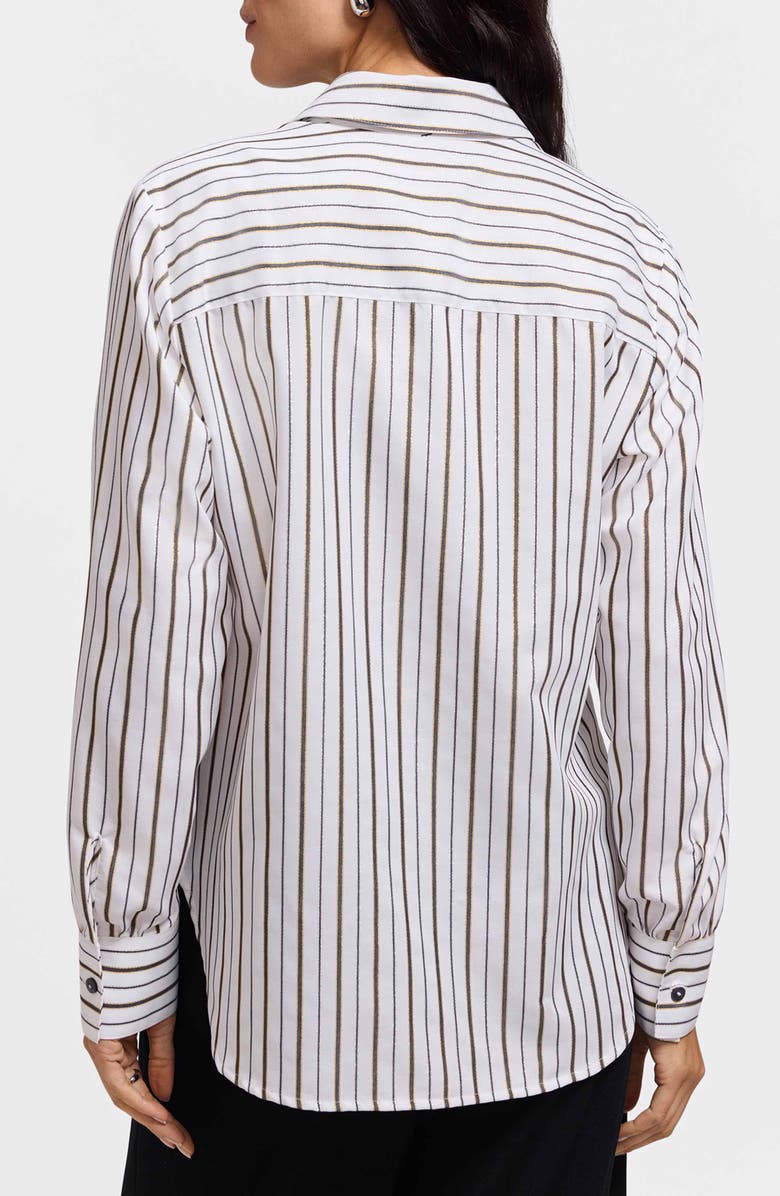 Foxcroft Meghan Metallic Stripe Shirt, Alternate, color, White/ Multi