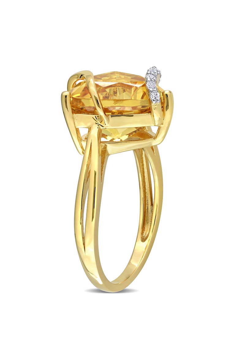 Gemstones & White Topaz Trilliant Ring, Alternate, color, Citrine/Yellow-Plated