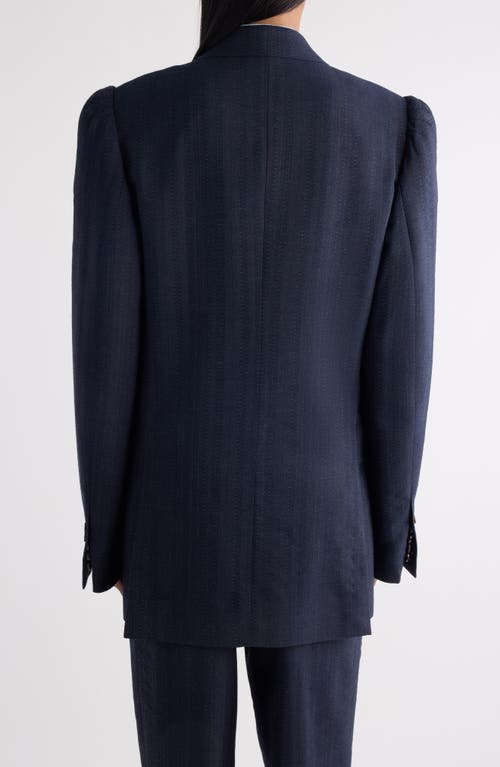 Dries Van Noten Bafy Double Breasted Stripe Jacquard Blazer In Blue