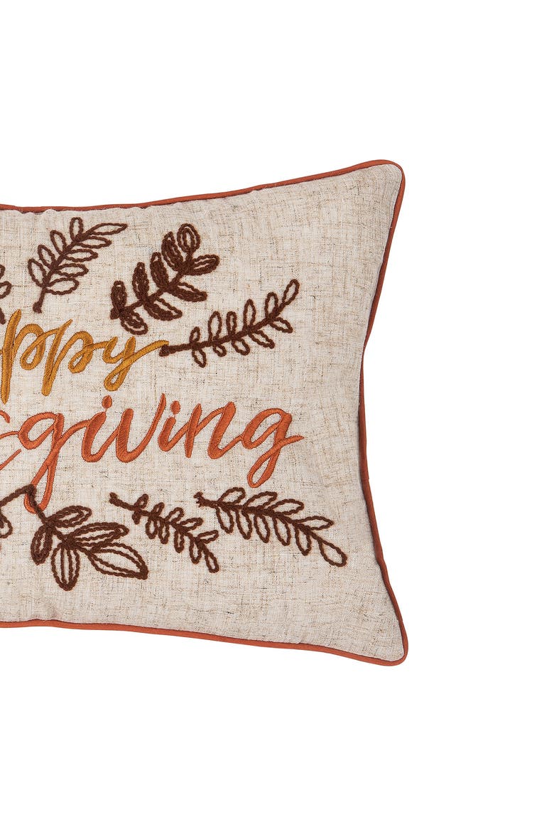 Happy Thanksgiving Polyester Accent Pillow, 14" x 22", Alternate, color, Brown