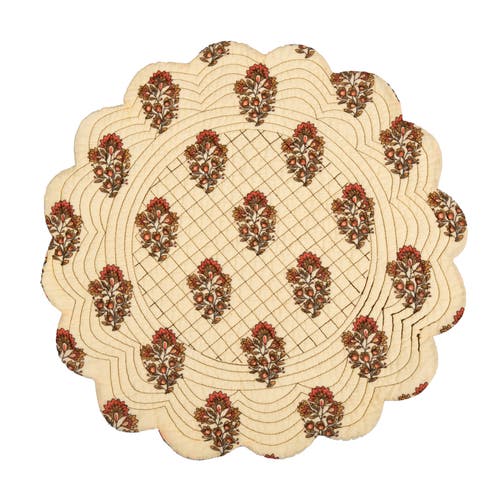 C & F Home C&f Home Dorothy Autumnal Brown Quilted Scalloped Paisley Floral Accents Placemats Set Of 6, 17" In Brown