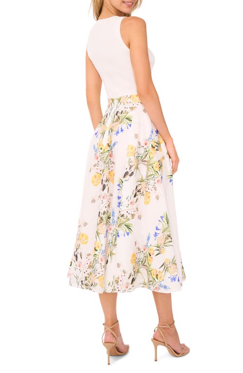 Shop Ted Baker Floral Linen Midi Skirt In Ultra White