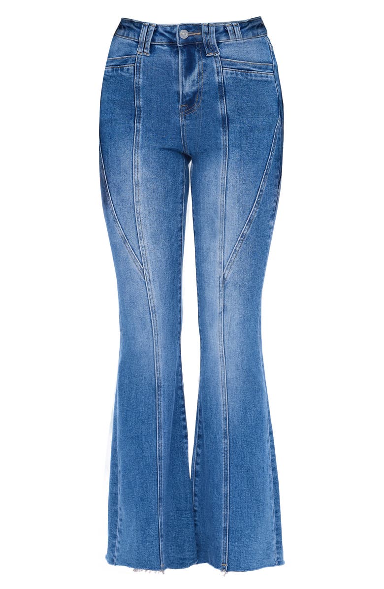 Bayeas Seamed High Waist Raw Hem Flare Jeans, Alternate, color, 