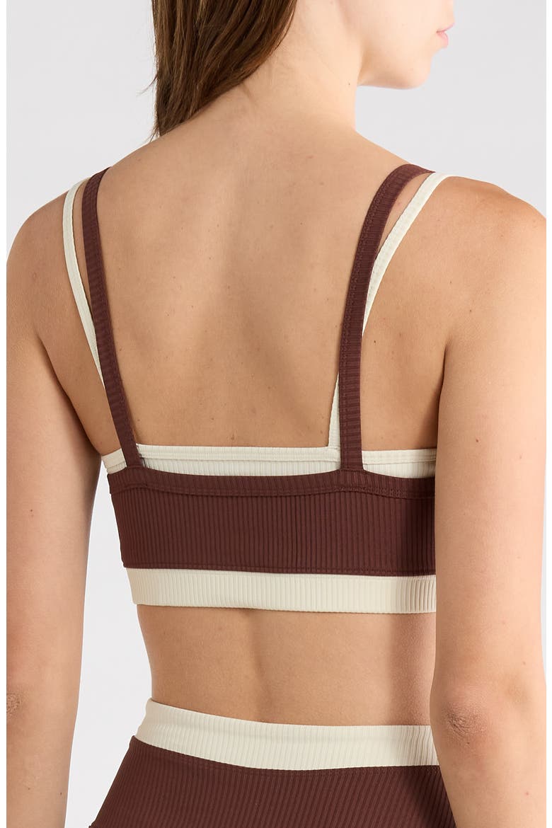 Layered Rib Sports Bra, Alternate, color, CHOCOLATE/ SHELL