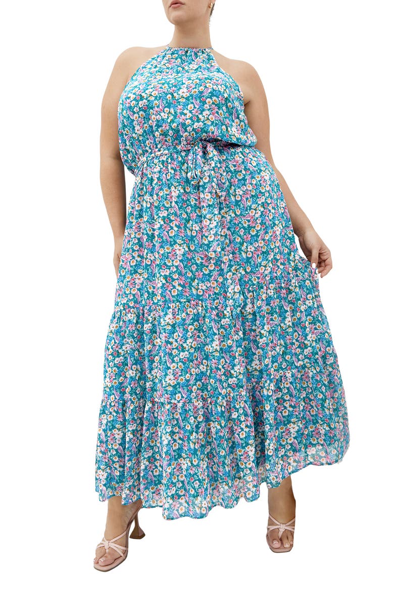 Lidia Maxi Halter Dress, Main, color, DITSY SWIRL