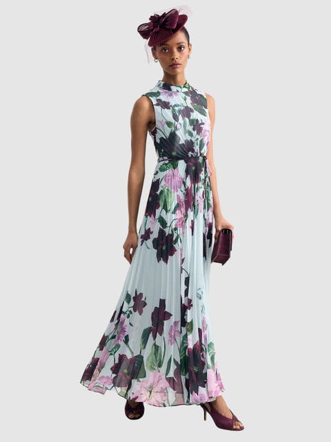 Dahlia Floral Pleated Maxi Dress