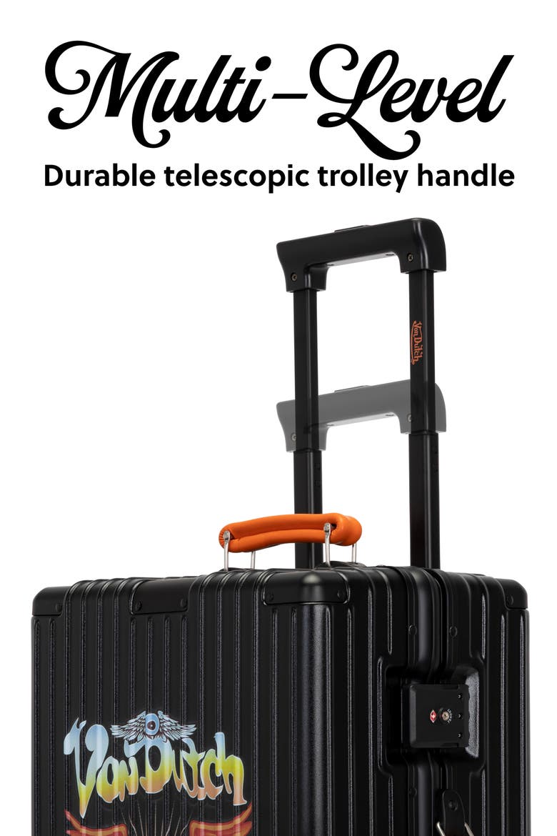 Cross Roads Polycarbonate Carry-on Suitcase with Aluminum Frame, Alternate, color, Black with Orange accents