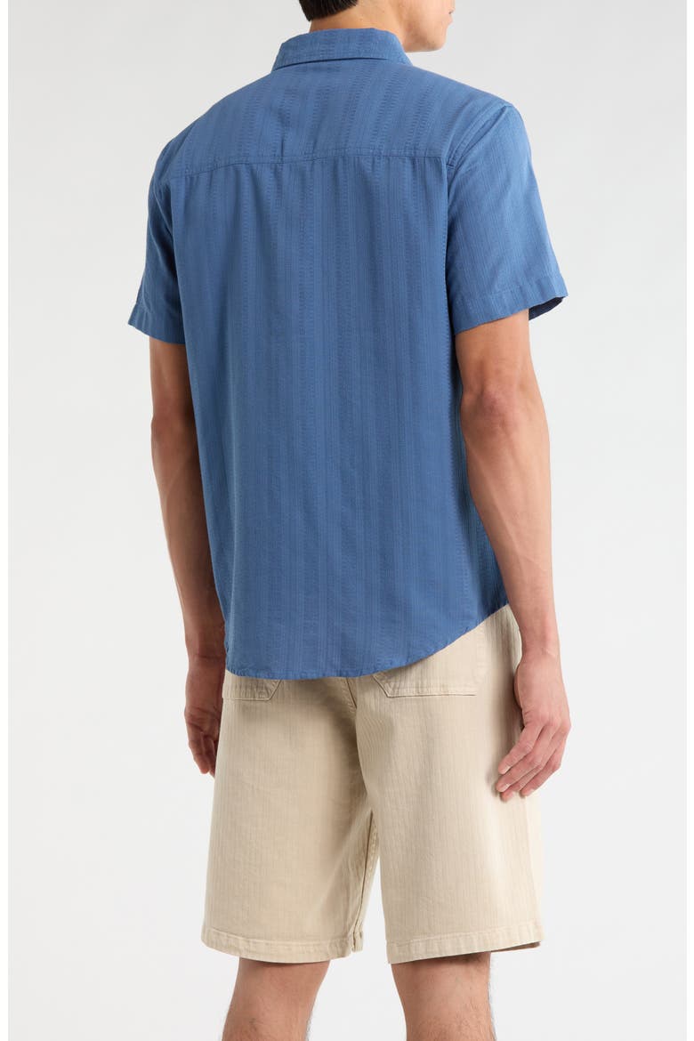 Caldera Stripe Jacquard Short Sleeve Button-Up Shirt, Alternate, color, FADED DENIM