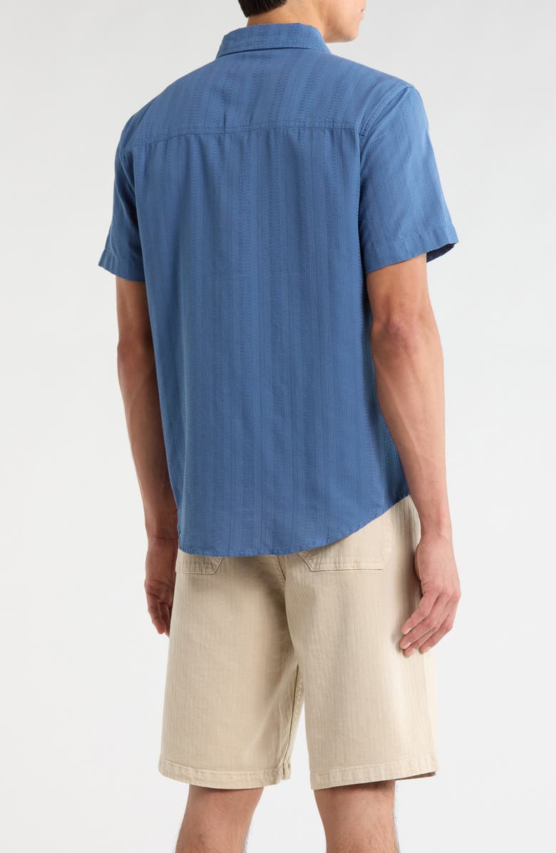 Seager Co Caldera Stripe Jacquard Short Sleeve Button-Up Shirt, Alternate, color, Faded Denim