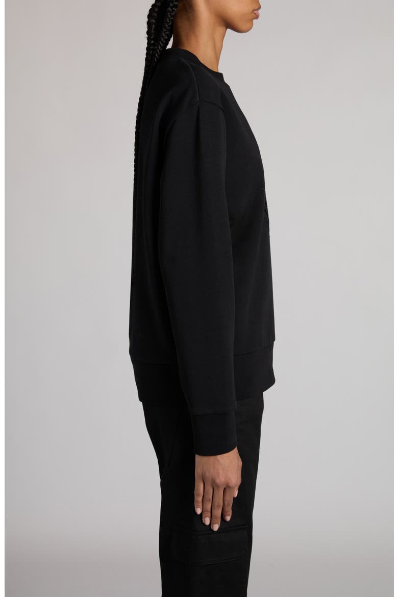 Crystal Embellished Logo Cotton Blend Sweatshirt, Alternate, color, BLACK