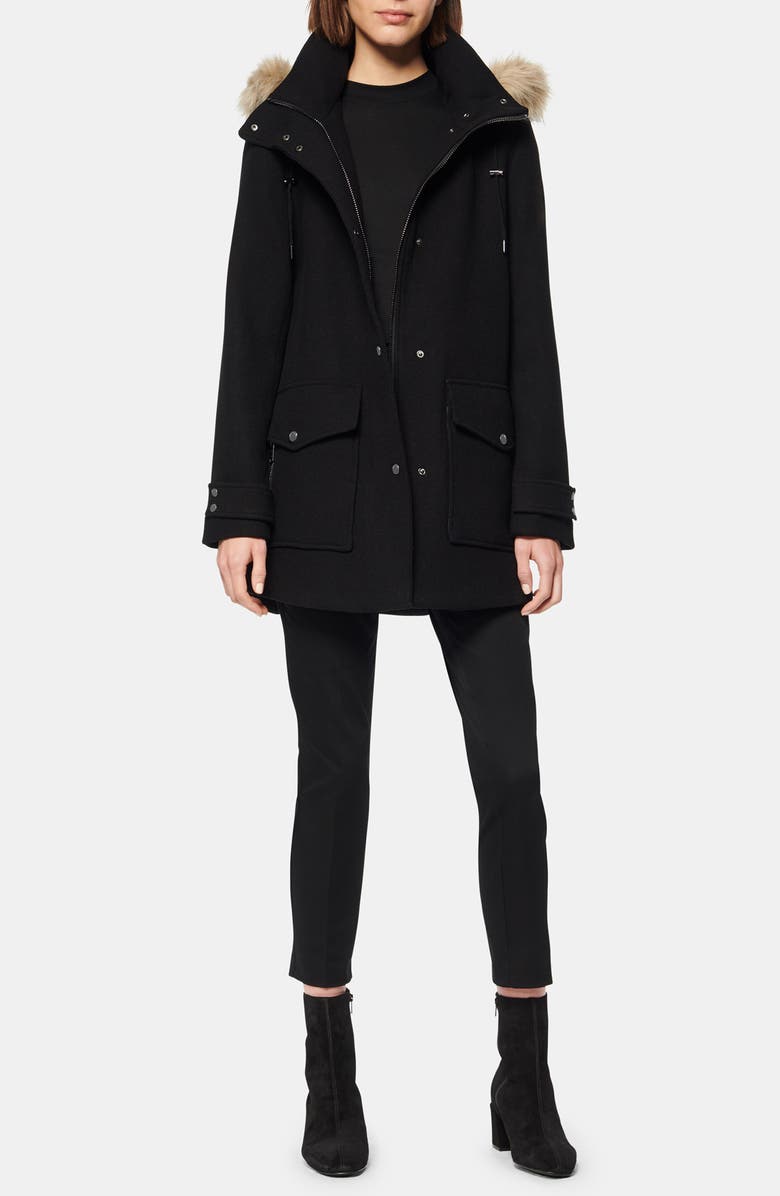 Marc New York Faux Fur Trim Hooded Duffle Coat, Alternate, color,