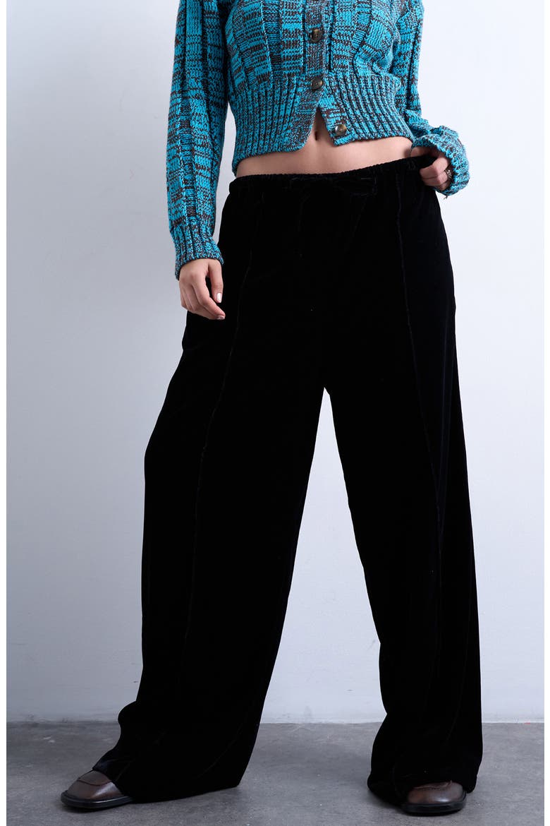 Drawstring Wide Leg Pants, Main, color, BLACK