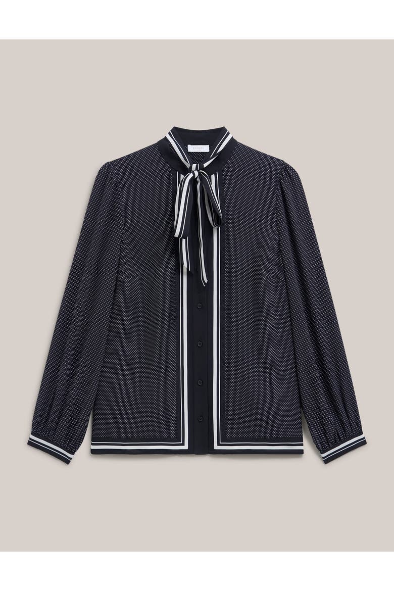 Valerie Tie-Neck Blouse, Alternate, color, Navy Ivory