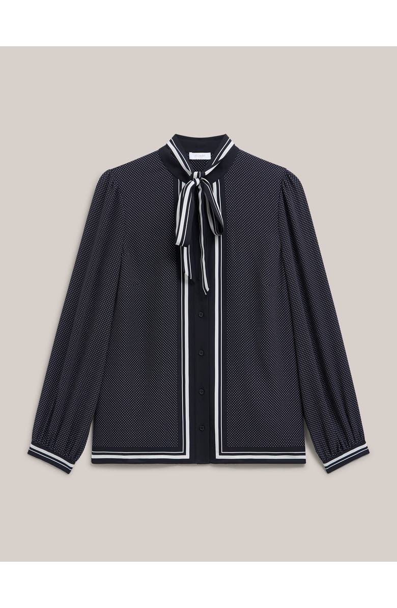 HOBBS LONDON Valerie Tie-Neck Blouse, Alternate, color, Navy Ivory