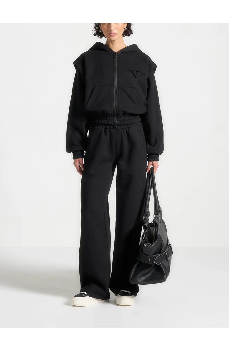 Manière De Voir Louna Wide Shoulder Zip Through Hoodie, Alternate, color, Black