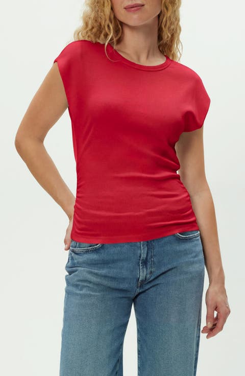 Joni Power Shoulder Rib Top