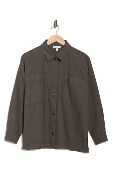 Classic Boxy Long Sleeve Button-Up Shirt