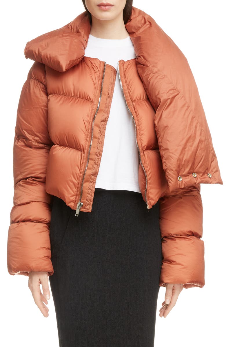 Rick Owens Down Fill Crop Puffer Coat, Main, color, 