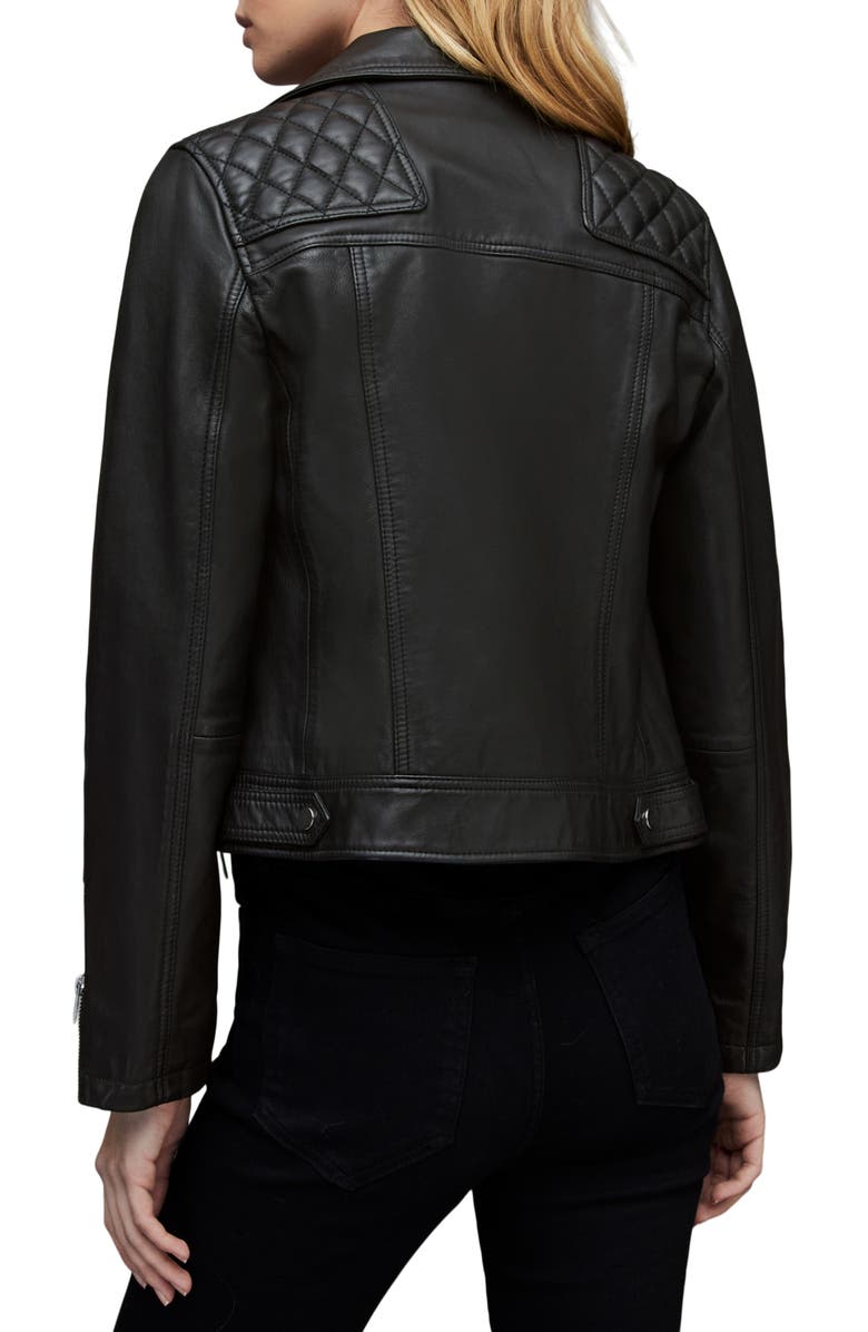 AllSaints Caden Sheepskin Leather Moto Jacket, Alternate, color, 