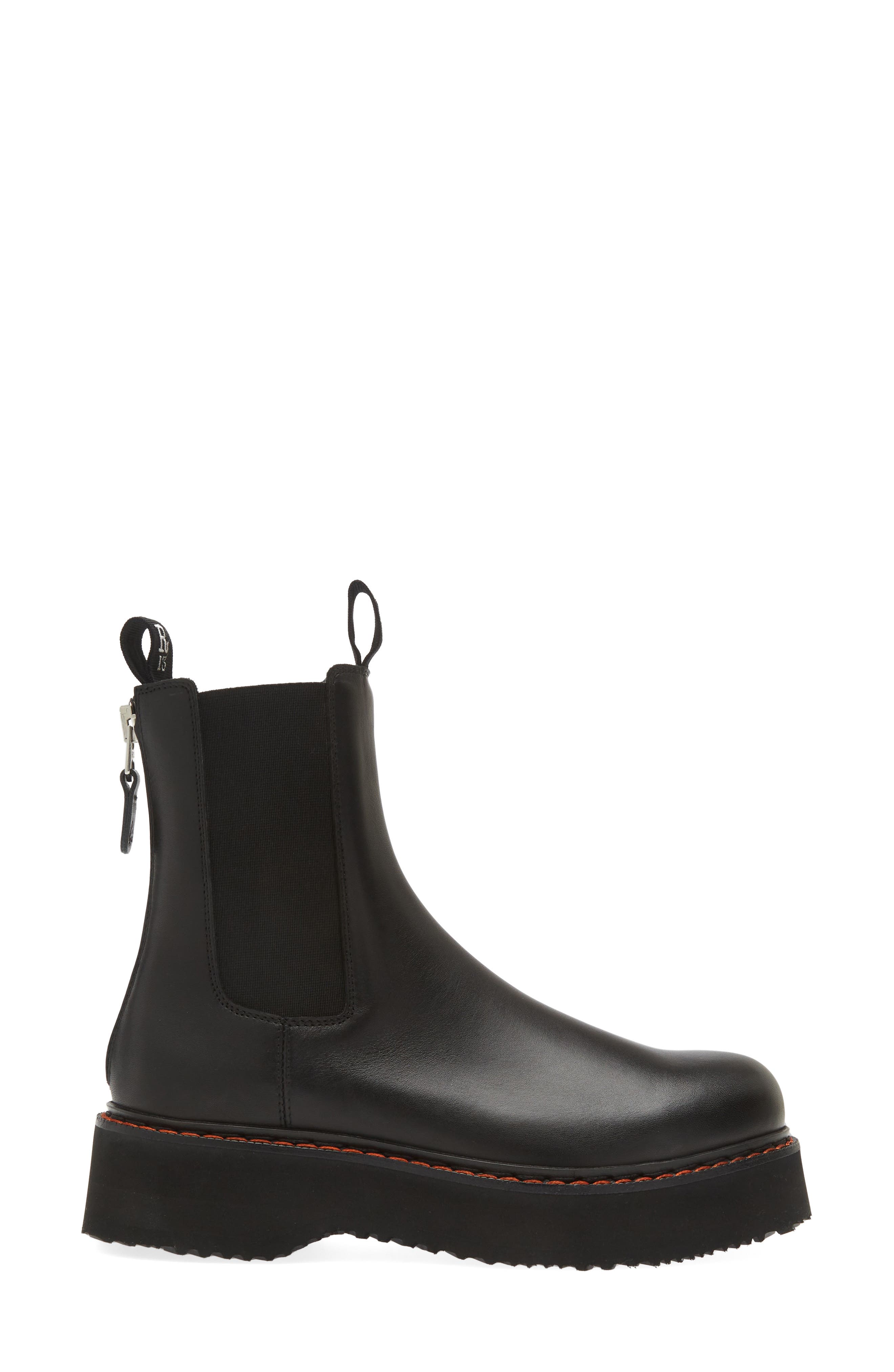 R13 Platform Chelsea Boot, Alternate, color, Black